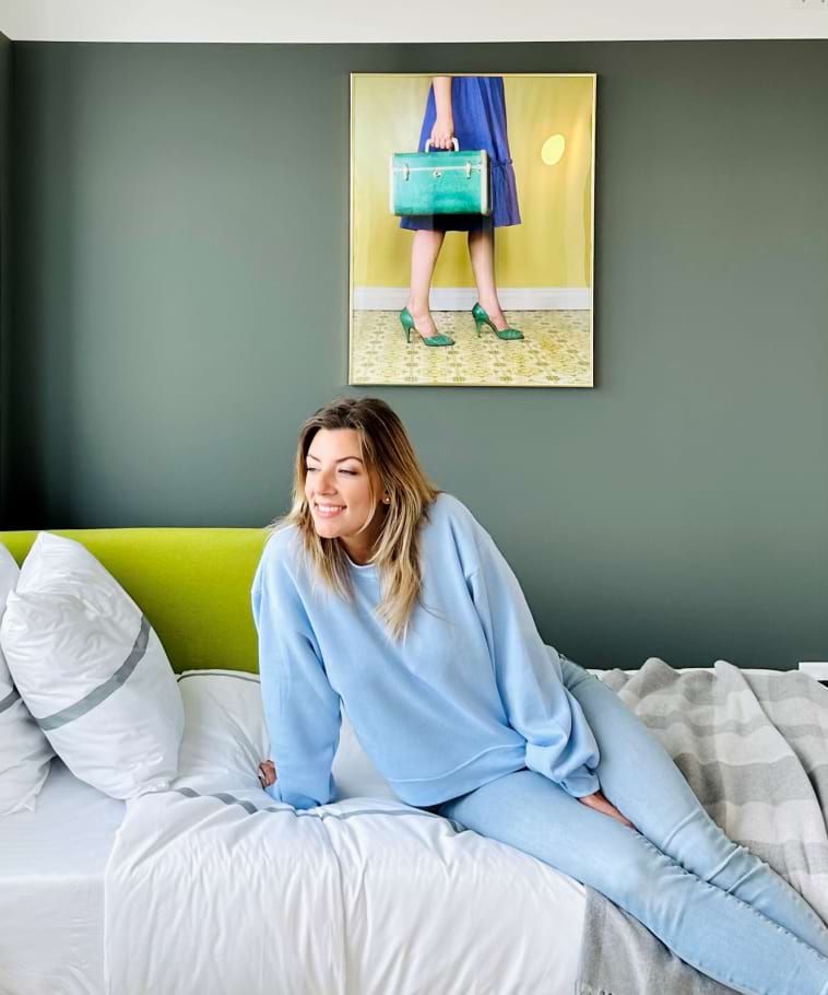 View of the designer bedroom details at Newark Urby - luxury Newark NJ apartments for rent